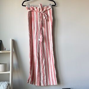 Forever 21 Pink and White Striped Wide Leg Pants